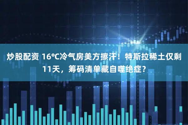 炒股配资 16℃冷气房美方擦汗！特斯拉稀土仅剩11天，筹码清单藏自噬绝症？